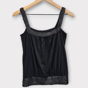 Diane von Furstenberg Black Silk Blend Sequin Cami Small